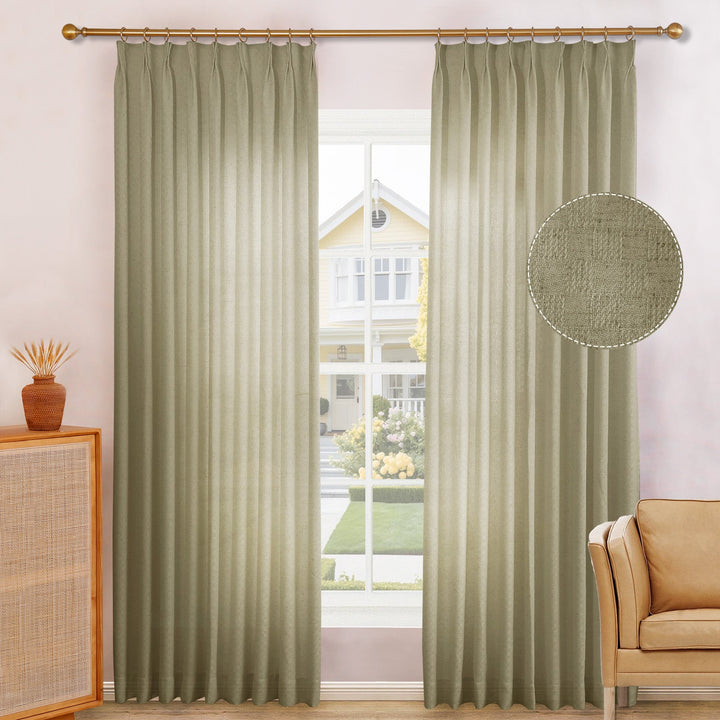 Brendon Linen Blend Curtain Drapes for Living Room, Sliding Door, Custom Size and Header Type (Grommet, Rod Pocket, Pinch Pleat)