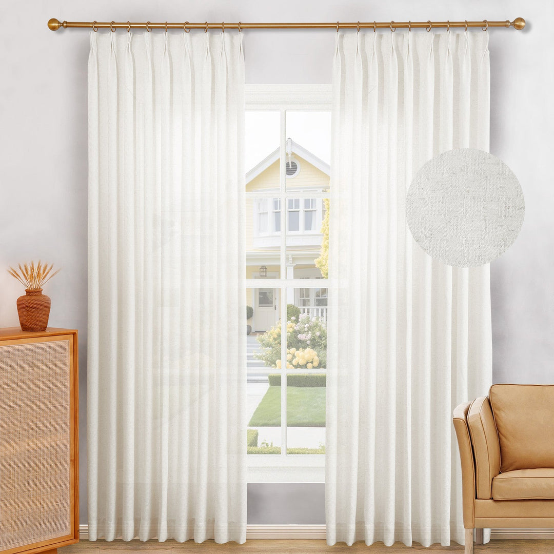 Brendon Linen Blend Curtain Drapes for Living Room, Sliding Door, Custom Size and Header Type (Grommet, Rod Pocket, Pinch Pleat)
