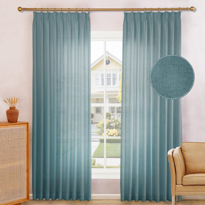 Brendon Linen Blend Curtain Drapes for Living Room, Sliding Door, Custom Size and Header Type (Grommet, Rod Pocket, Pinch Pleat)