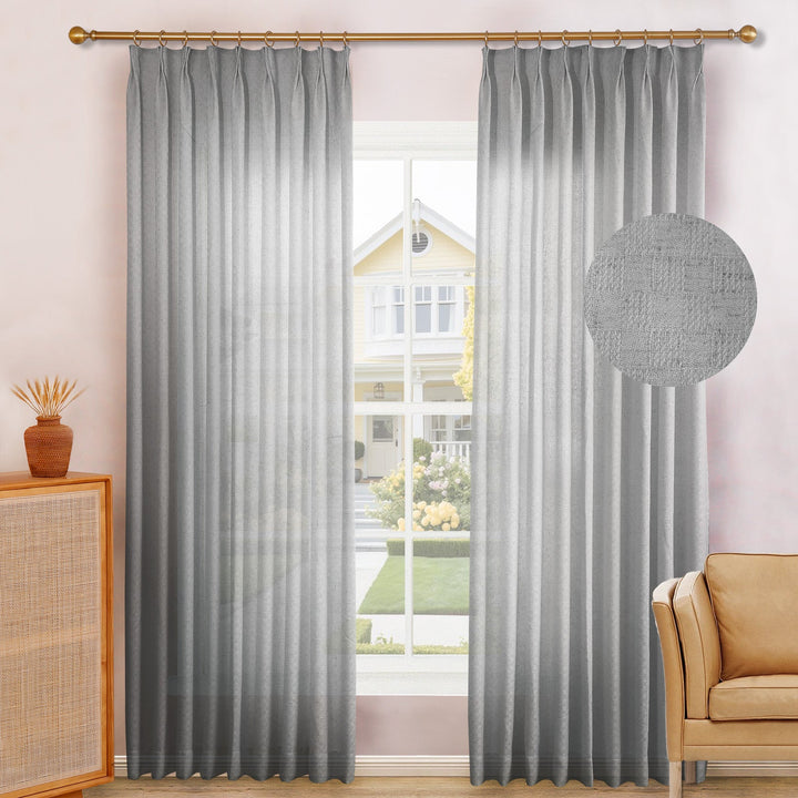 Brendon Linen Blend Curtain Drapes for Living Room, Sliding Door, Custom Size and Header Type (Grommet, Rod Pocket, Pinch Pleat)