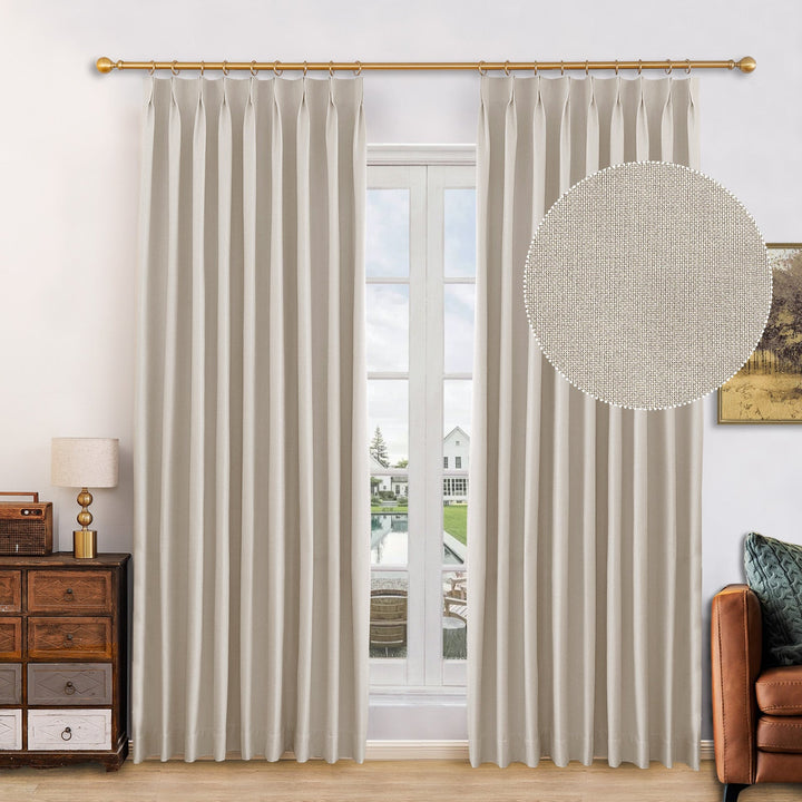 Canvas Blackout Curtain Drapes with Memory Shaped for Bedroom, Custom Size and Header Type (Grommet, Rod Pocket, Pinch Pleat)