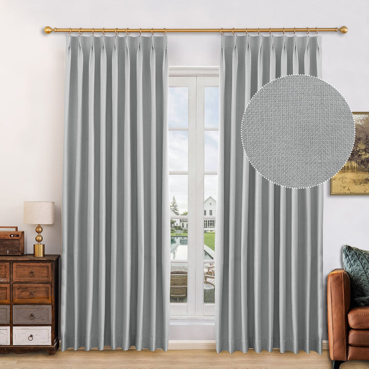 Canvas Blackout Curtain Drapes with Memory Shaped for Bedroom, Custom Size and Header Type (Grommet, Rod Pocket, Pinch Pleat)
