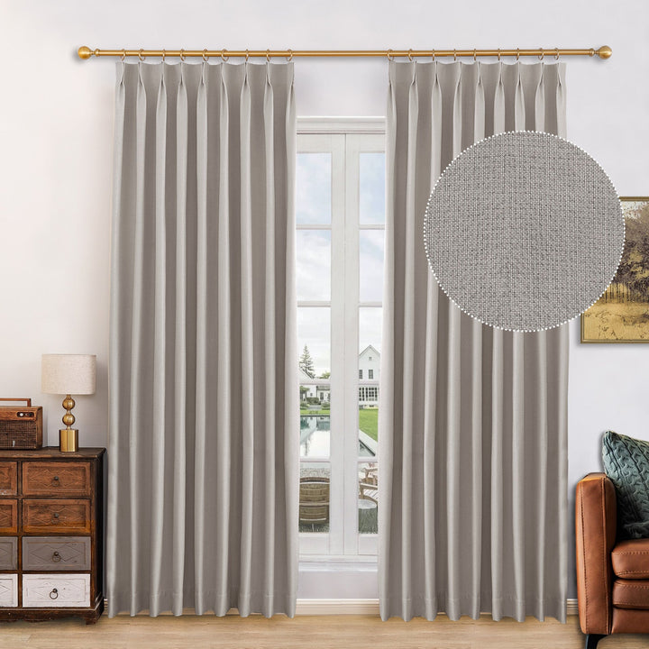 Canvas Blackout Curtain Drapes with Memory Shaped for Bedroom, Custom Size and Header Type (Grommet, Rod Pocket, Pinch Pleat)