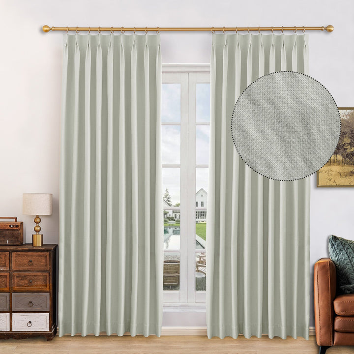 Canvas Blackout Curtain Drapes with Memory Shaped for Bedroom, Custom Size and Header Type (Grommet, Rod Pocket, Pinch Pleat)