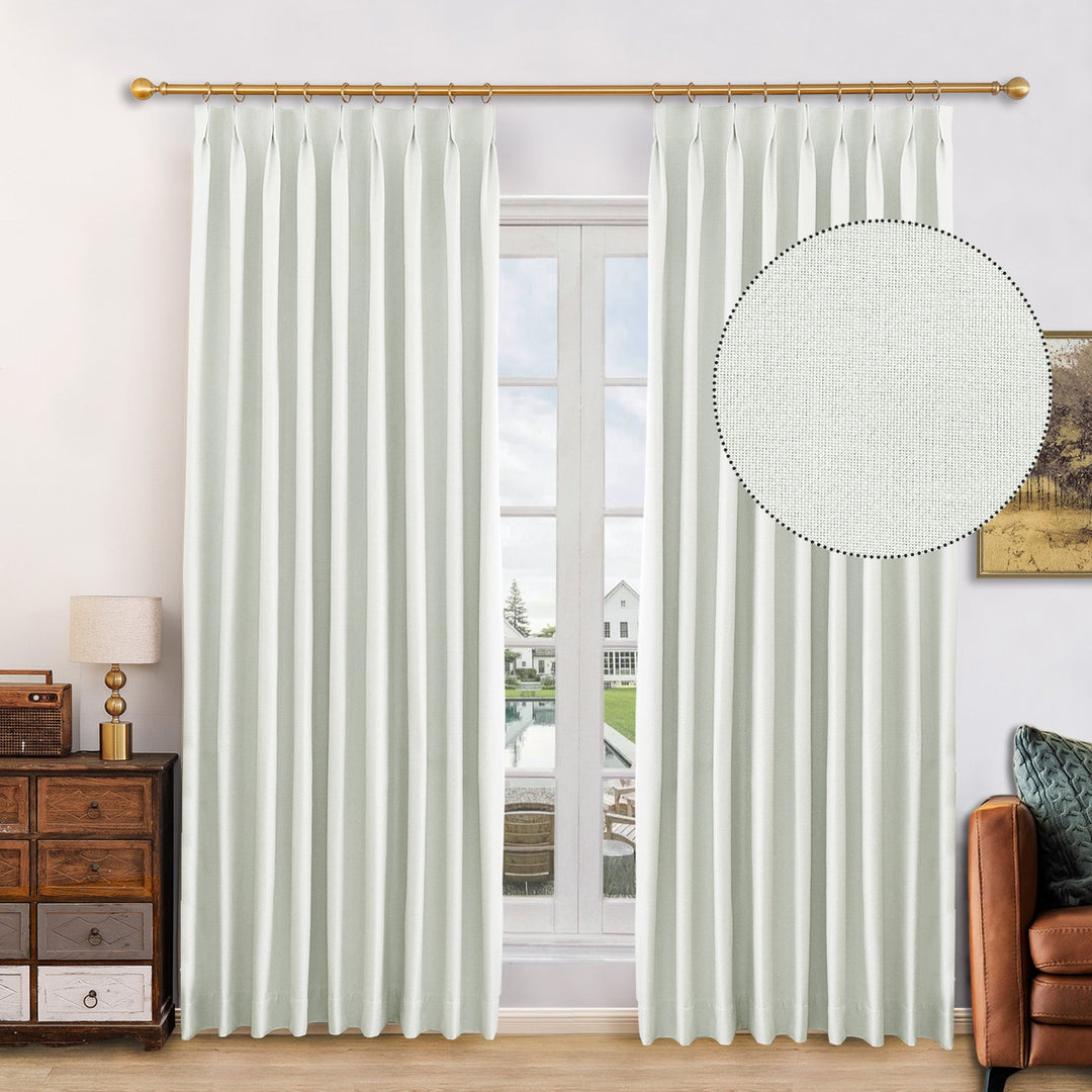 Canvas Blackout Curtain Drapes with Memory Shaped for Bedroom, Custom Size and Header Type (Grommet, Rod Pocket, Pinch Pleat)