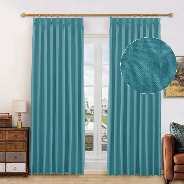 Canvas Blackout Curtain Drapes with Memory Shaped for Bedroom, Custom Size and Header Type (Grommet, Rod Pocket, Pinch Pleat)