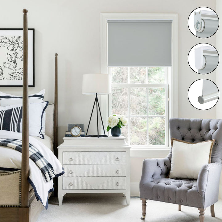 Cordless Roller Shades, 100% Blackout Window Blinds, UV Protection Heat Blocking, Custom, Pull Down Shades Window for Bedroom Living Room Kitchen Bathroom, Easy to Install