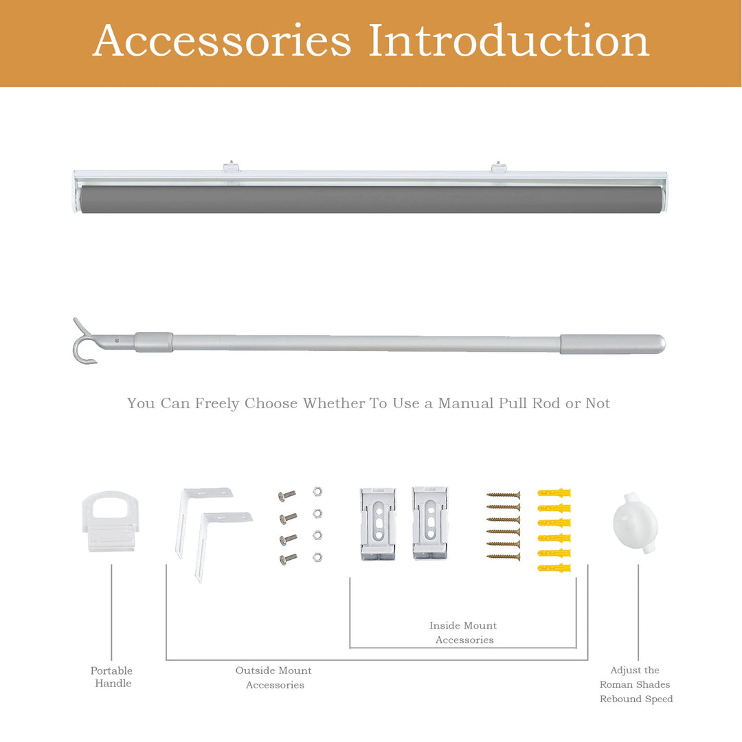 Cordless Roller Shades, 100% Blackout Window Blinds, UV Protection Heat Blocking, Custom, Pull Down Shades Window for Bedroom Living Room Kitchen Bathroom, Easy to Install