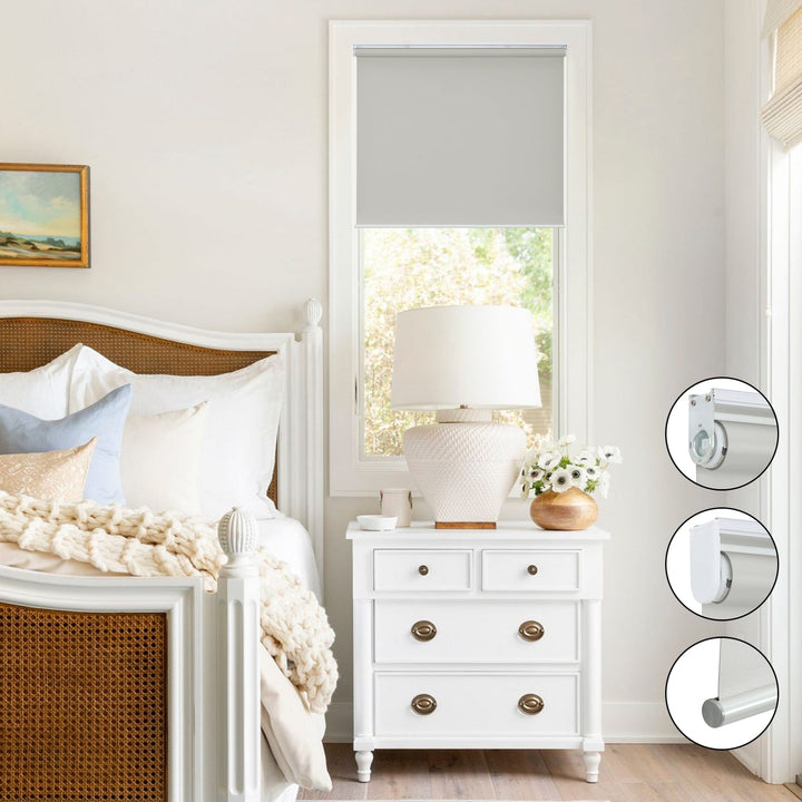 Cordless Roller Shades, 100% Blackout Window Blinds, UV Protection Heat Blocking, Custom, Pull Down Shades Window for Bedroom Living Room Kitchen Bathroom, Easy to Install