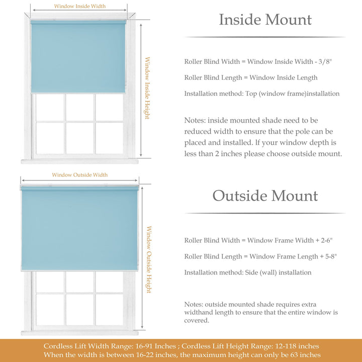 Cordless Roller Shades, 100% Blackout Window Blinds, UV Protection Heat Blocking, Custom, Pull Down Shades Window for Bedroom Living Room Kitchen Bathroom, Easy to Install