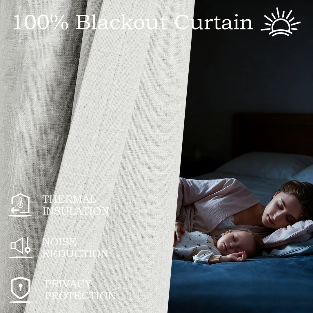 Linen Blended Pinch Pleated Curtains, 100% Blackout with Hooks, Custom Size & Color, Room Darkening Thermal Insulated Drapes for Bedroom, Living Room, 1 Panel