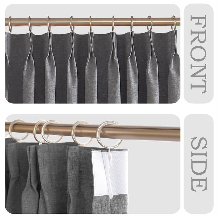 Linen Blended Pinch Pleated Curtains, 100% Blackout with Hooks, Custom Size & Color, Room Darkening Thermal Insulated Drapes for Bedroom, Living Room, 1 Panel
