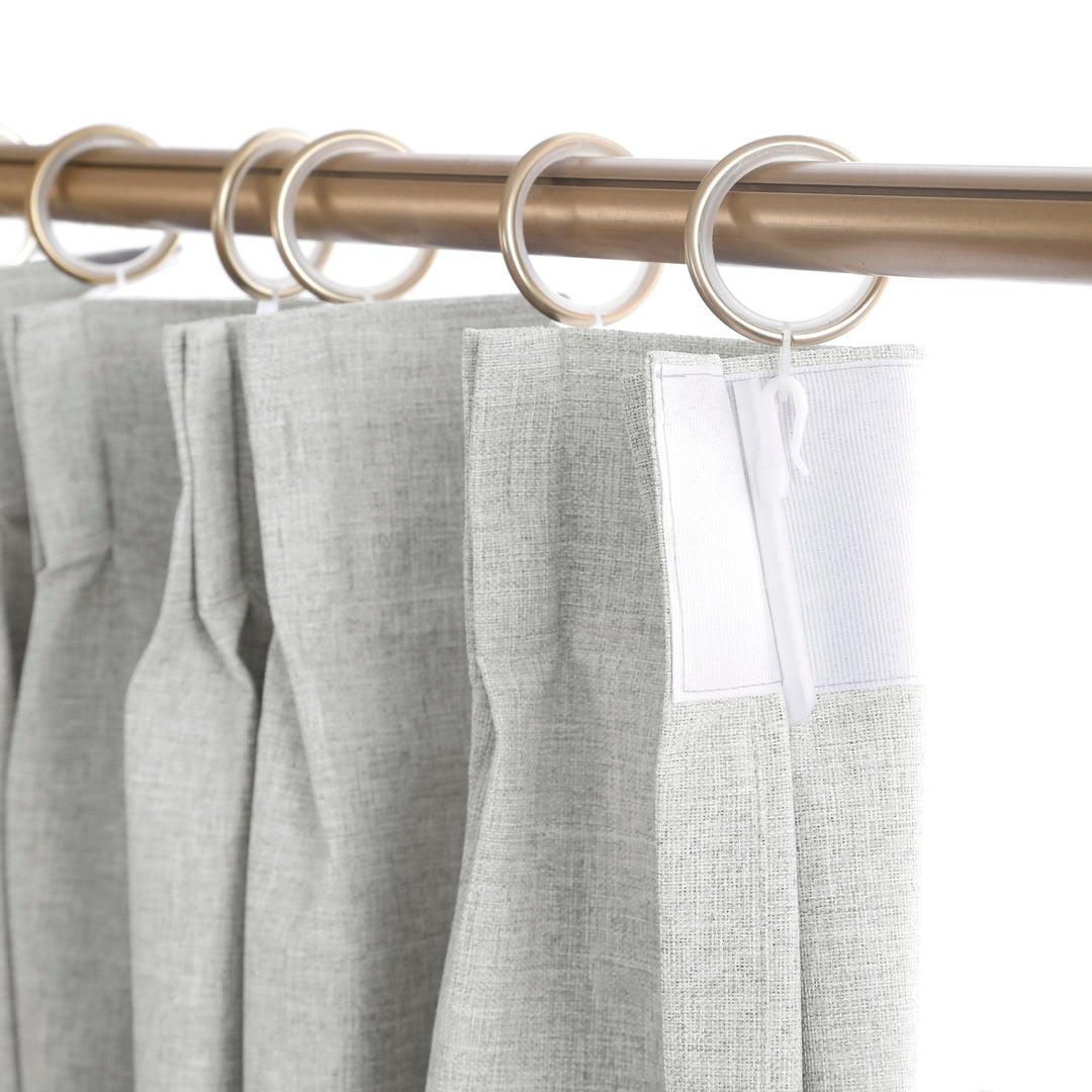 Linen Blended Pinch Pleated Curtains, 100% Blackout with Hooks, Custom Size & Color, Room Darkening Thermal Insulated Drapes for Bedroom, Living Room, 1 Panel