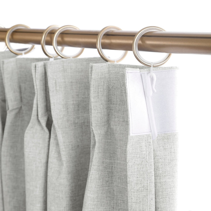 Linen Blended Pinch Pleated Curtains, 100% Blackout with Hooks, Custom Size & Color, Room Darkening Thermal Insulated Drapes for Bedroom, Living Room, 1 Panel