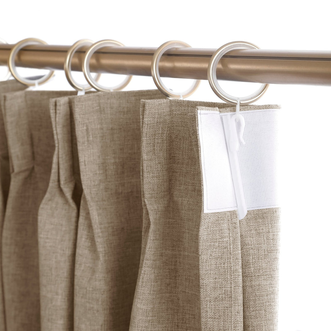 Linen Blended Pinch Pleated Curtains, 100% Blackout with Hooks, Custom Size & Color, Room Darkening Thermal Insulated Drapes for Bedroom, Living Room, 1 Panel
