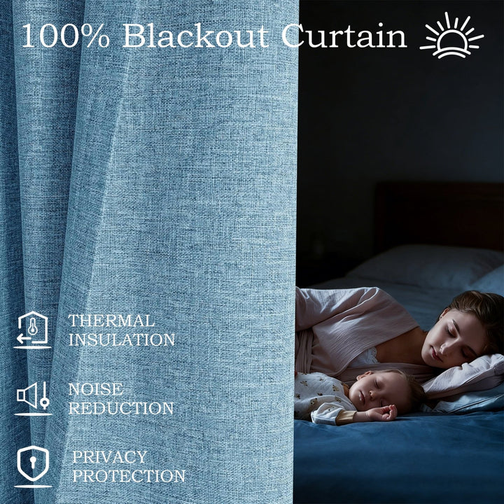 Linen Blended Pinch Pleated Curtains, 100% Blackout with Hooks, Custom Size & Color, Room Darkening Thermal Insulated Drapes for Bedroom, Living Room, 1 Panel