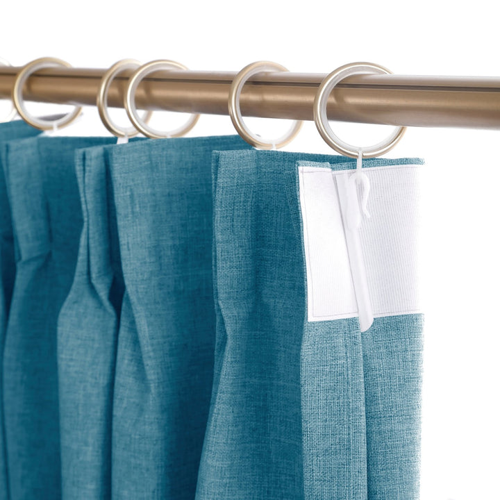 Linen Blended Pinch Pleated Curtains, 100% Blackout with Hooks, Custom Size & Color, Room Darkening Thermal Insulated Drapes for Bedroom, Living Room, 1 Panel