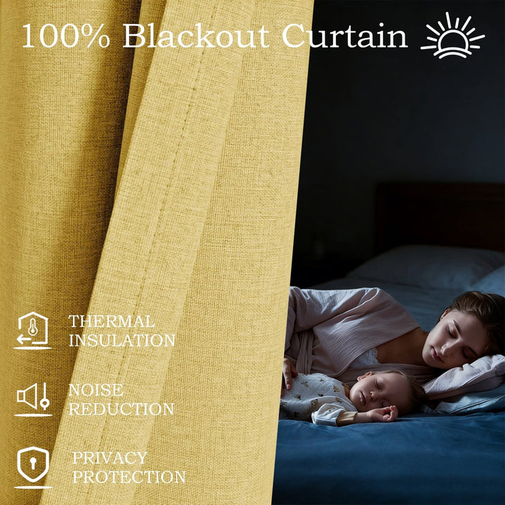 Linen Blended Pinch Pleated Curtains, 100% Blackout with Hooks, Custom Size & Color, Room Darkening Thermal Insulated Drapes for Bedroom, Living Room, 1 Panel