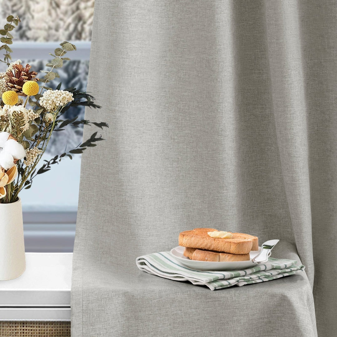 Linen Blended Pinch Pleated Curtains, 100% Blackout with Hooks, Custom Size & Color, Room Darkening Thermal Insulated Drapes for Bedroom, Living Room, 1 Panel