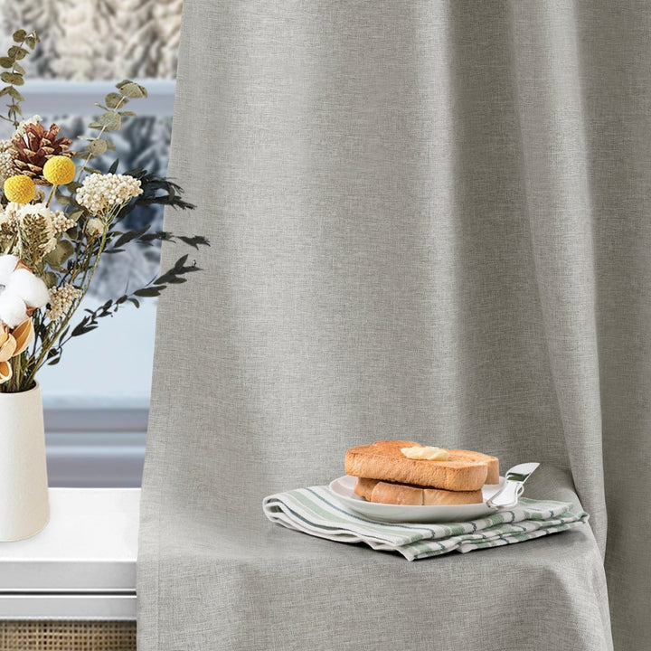 Linen Blended Pinch Pleated Curtains, 100% Blackout with Hooks, Custom Size & Color, Room Darkening Thermal Insulated Drapes for Bedroom, Living Room, 1 Panel