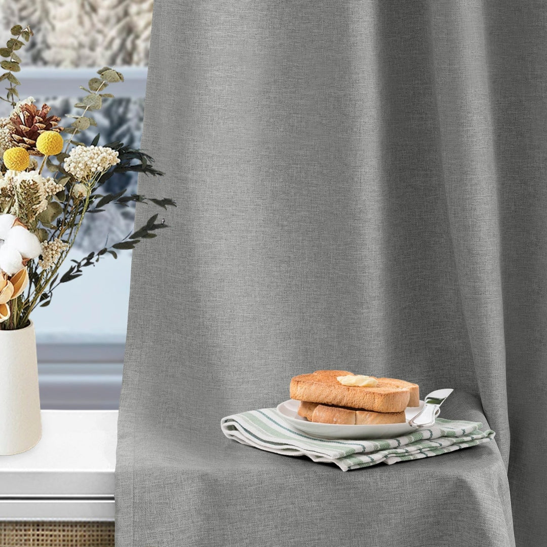 Linen Blended Pinch Pleated Curtains, 100% Blackout with Hooks, Custom Size & Color, Room Darkening Thermal Insulated Drapes for Bedroom, Living Room, 1 Panel