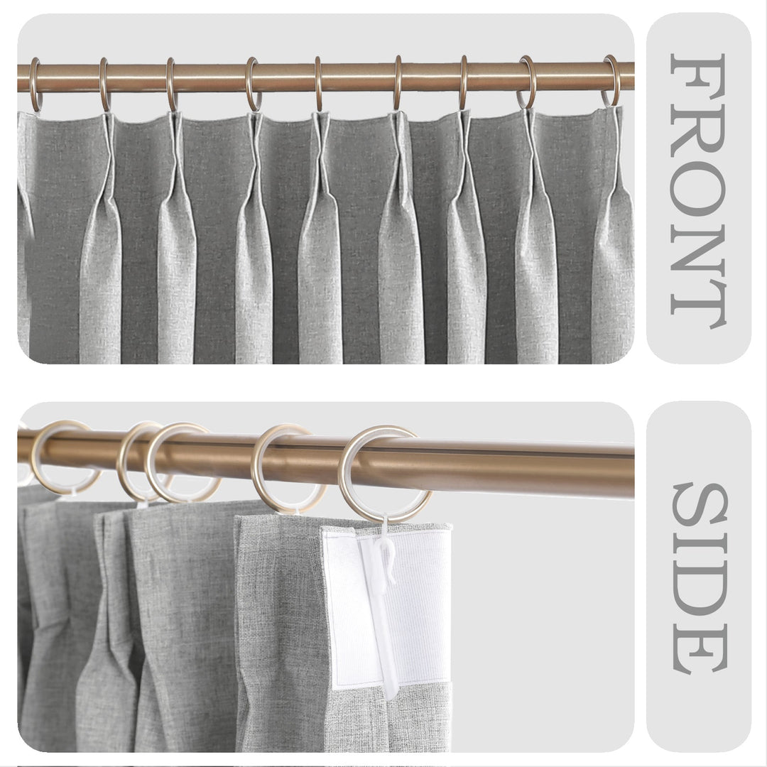 Linen Blended Pinch Pleated Curtains, 100% Blackout with Hooks, Custom Size & Color, Room Darkening Thermal Insulated Drapes for Bedroom, Living Room, 1 Panel