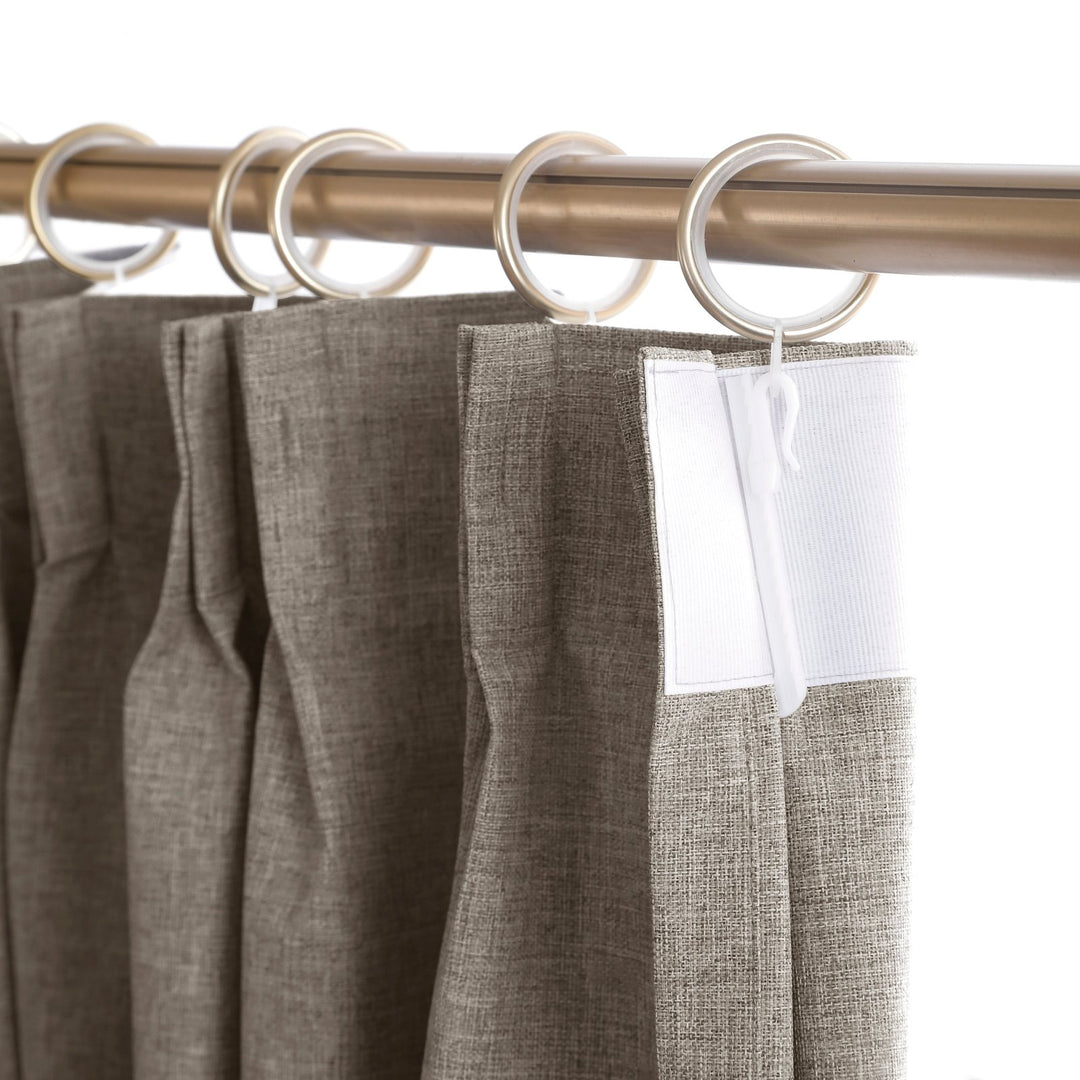 Linen Blended Pinch Pleated Curtains, 100% Blackout with Hooks, Custom Size & Color, Room Darkening Thermal Insulated Drapes for Bedroom, Living Room, 1 Panel