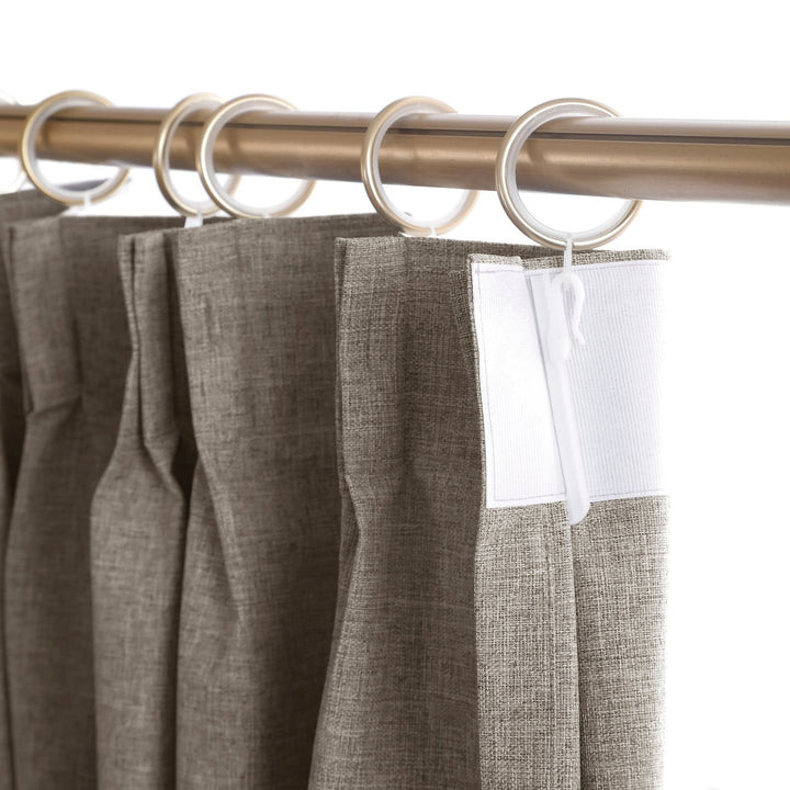 Linen Blended Pinch Pleated Curtains, 100% Blackout with Hooks, Custom Size & Color, Room Darkening Thermal Insulated Drapes for Bedroom, Living Room, 1 Panel