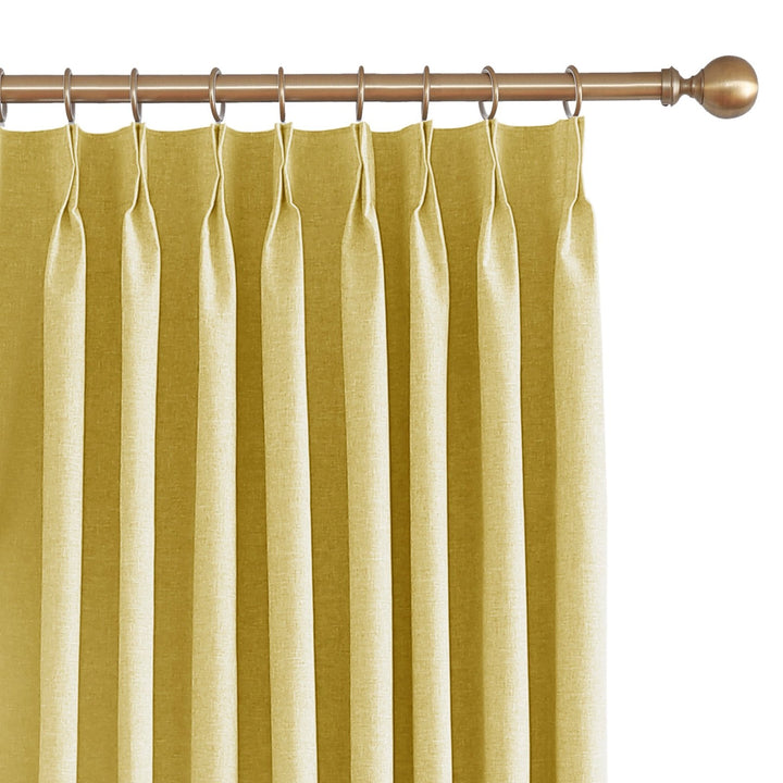 Linen Blended Pinch Pleated Curtains, 100% Blackout with Hooks, Custom Size & Color, Room Darkening Thermal Insulated Drapes for Bedroom, Living Room, 1 Panel