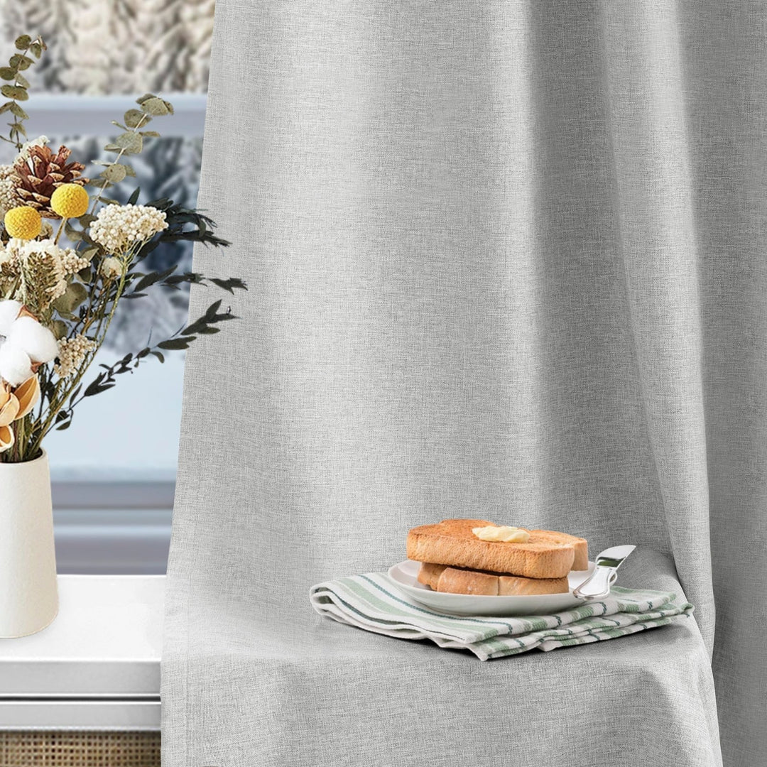 Linen Blended Pinch Pleated Curtains, 100% Blackout with Hooks, Custom Size & Color, Room Darkening Thermal Insulated Drapes for Bedroom, Living Room, 1 Panel