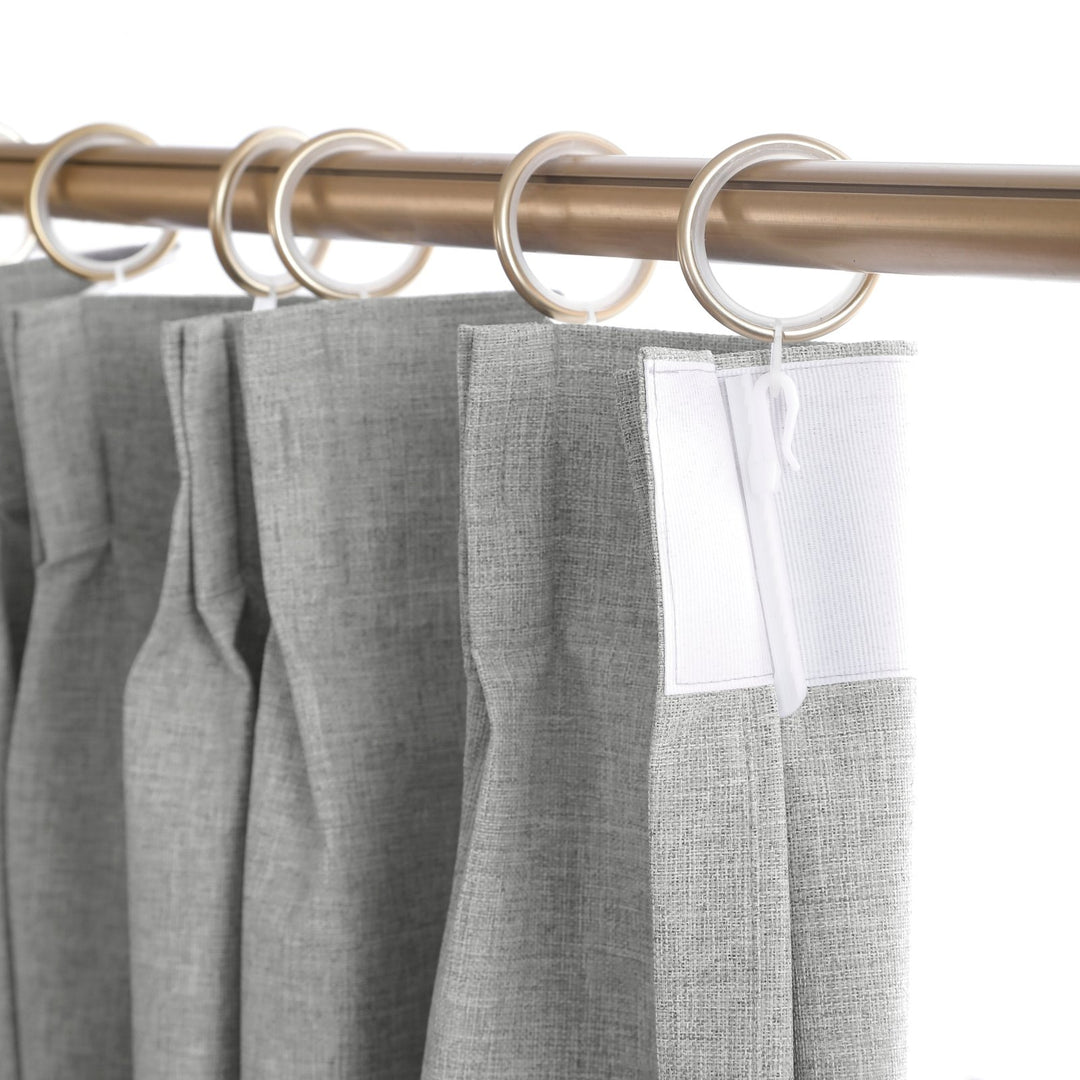 Linen Blended Pinch Pleated Curtains, 100% Blackout with Hooks, Custom Size & Color, Room Darkening Thermal Insulated Drapes for Bedroom, Living Room, 1 Panel