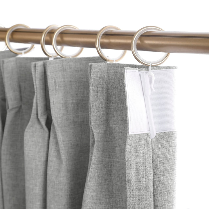 Linen Blended Pinch Pleated Curtains, 100% Blackout with Hooks, Custom Size & Color, Room Darkening Thermal Insulated Drapes for Bedroom, Living Room, 1 Panel
