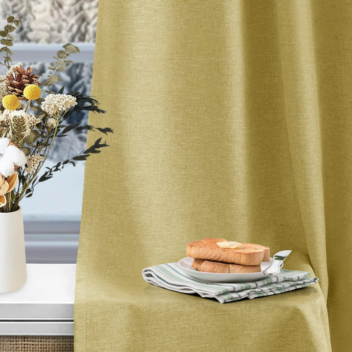 Linen Blended Pinch Pleated Curtains, 100% Blackout with Hooks, Custom Size & Color, Room Darkening Thermal Insulated Drapes for Bedroom, Living Room, 1 Panel