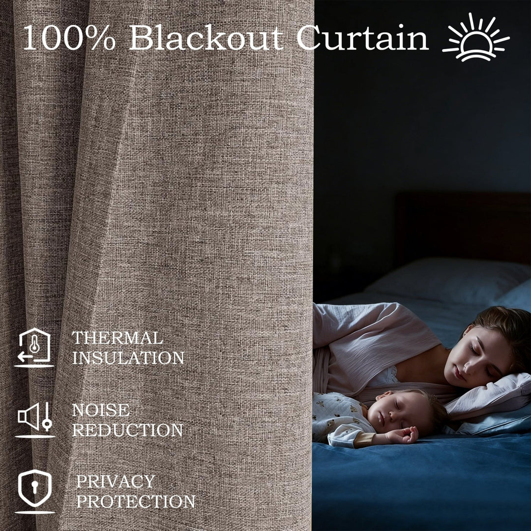 Linen Blended Pinch Pleated Curtains, 100% Blackout with Hooks, Custom Size & Color, Room Darkening Thermal Insulated Drapes for Bedroom, Living Room, 1 Panel