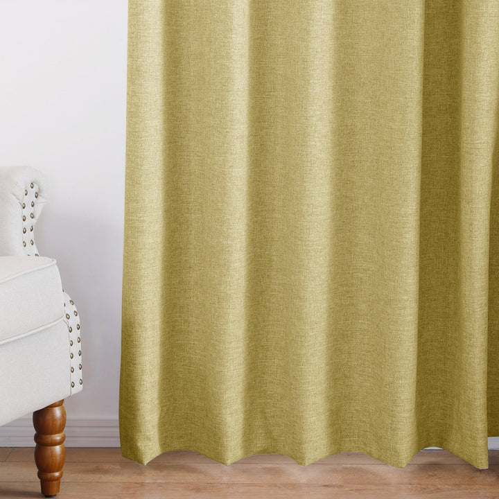 Linen Blended Pinch Pleated Curtains, 100% Blackout with Hooks, Custom Size & Color, Room Darkening Thermal Insulated Drapes for Bedroom, Living Room, 1 Panel