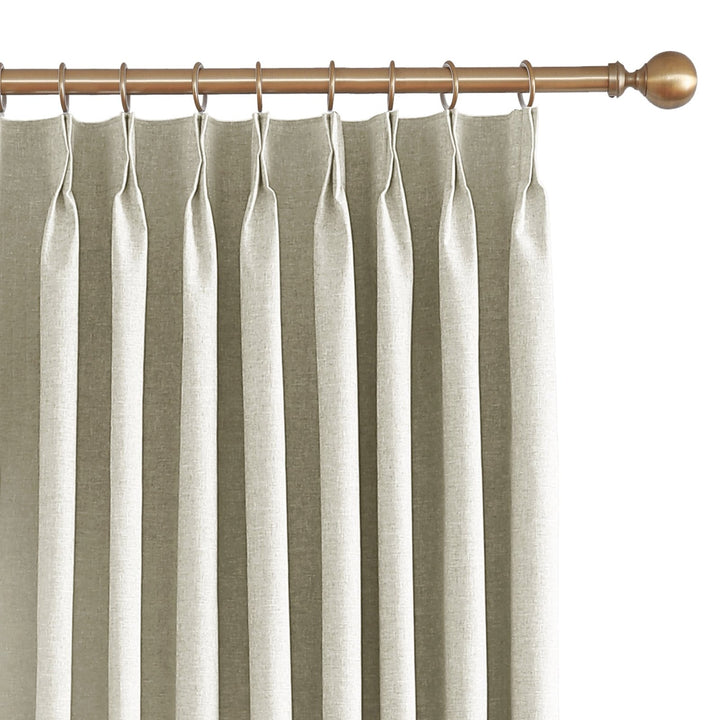 Linen Blended Pinch Pleated Curtains, 100% Blackout with Hooks, Custom Size & Color, Room Darkening Thermal Insulated Drapes for Bedroom, Living Room, 1 Panel