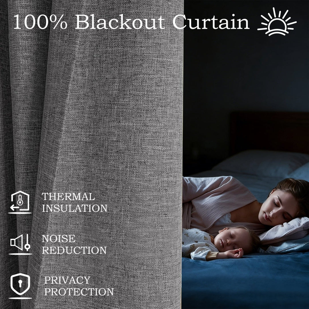 Linen Blended Pinch Pleated Curtains, 100% Blackout with Hooks, Custom Size & Color, Room Darkening Thermal Insulated Drapes for Bedroom, Living Room, 1 Panel