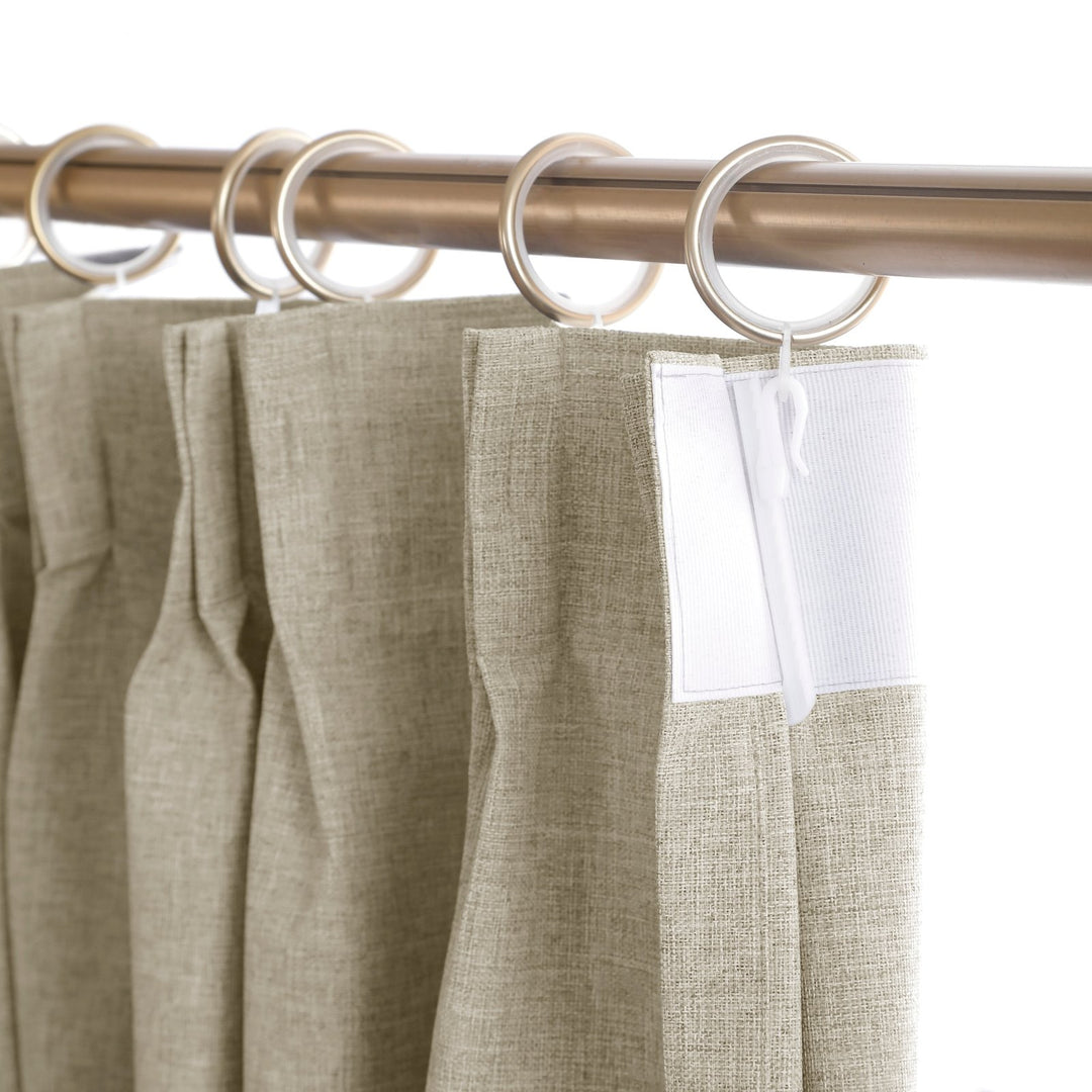 Linen Blended Pinch Pleated Curtains, 100% Blackout with Hooks, Custom Size & Color, Room Darkening Thermal Insulated Drapes for Bedroom, Living Room, 1 Panel