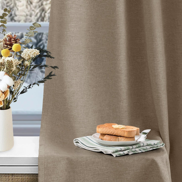 Linen Blended Pinch Pleated Curtains, 100% Blackout with Hooks, Custom Size & Color, Room Darkening Thermal Insulated Drapes for Bedroom, Living Room, 1 Panel