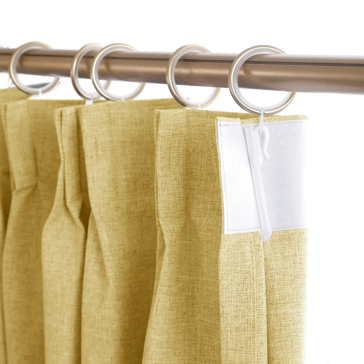 Linen Blended Pinch Pleated Curtains, 100% Blackout with Hooks, Custom Size & Color, Room Darkening Thermal Insulated Drapes for Bedroom, Living Room, 1 Panel