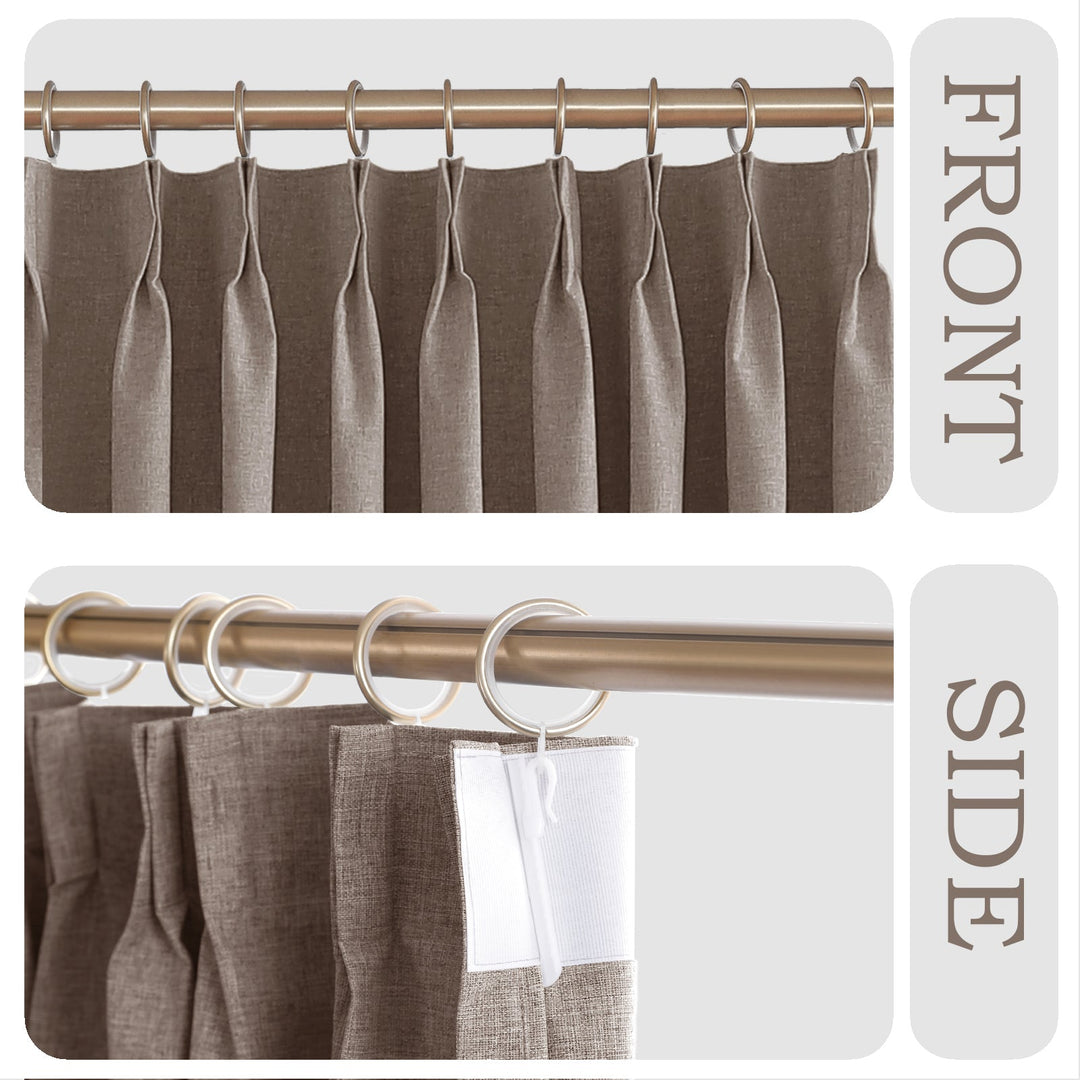Linen Blended Pinch Pleated Curtains, 100% Blackout with Hooks, Custom Size & Color, Room Darkening Thermal Insulated Drapes for Bedroom, Living Room, 1 Panel
