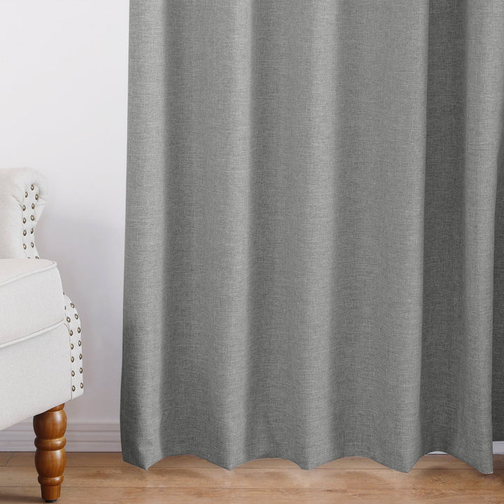 Linen Blended Pinch Pleated Curtains, 100% Blackout with Hooks, Custom Size & Color, Room Darkening Thermal Insulated Drapes for Bedroom, Living Room, 1 Panel