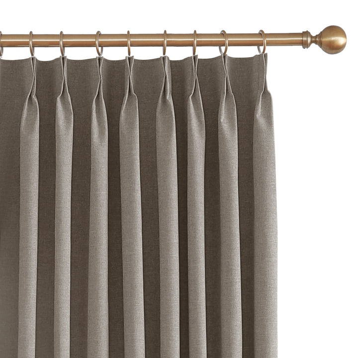 Linen Blended Pinch Pleated Curtains, 100% Blackout with Hooks, Custom Size & Color, Room Darkening Thermal Insulated Drapes for Bedroom, Living Room, 1 Panel