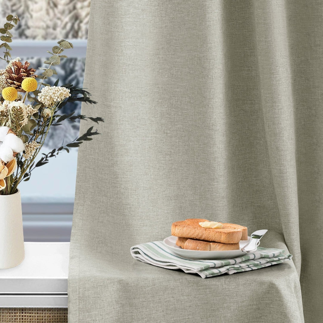 Linen Blended Pinch Pleated Curtains, 100% Blackout with Hooks, Custom Size & Color, Room Darkening Thermal Insulated Drapes for Bedroom, Living Room, 1 Panel