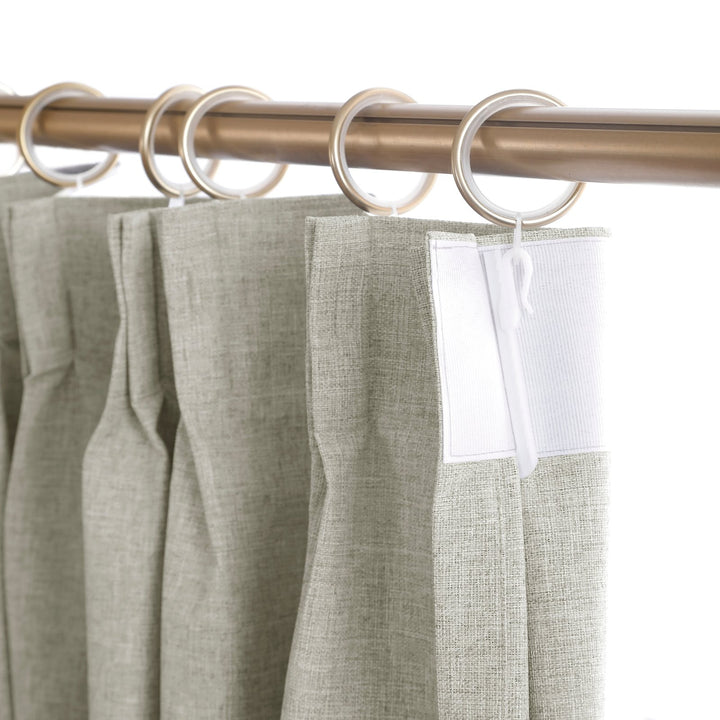 Linen Blended Pinch Pleated Curtains, 100% Blackout with Hooks, Custom Size & Color, Room Darkening Thermal Insulated Drapes for Bedroom, Living Room, 1 Panel