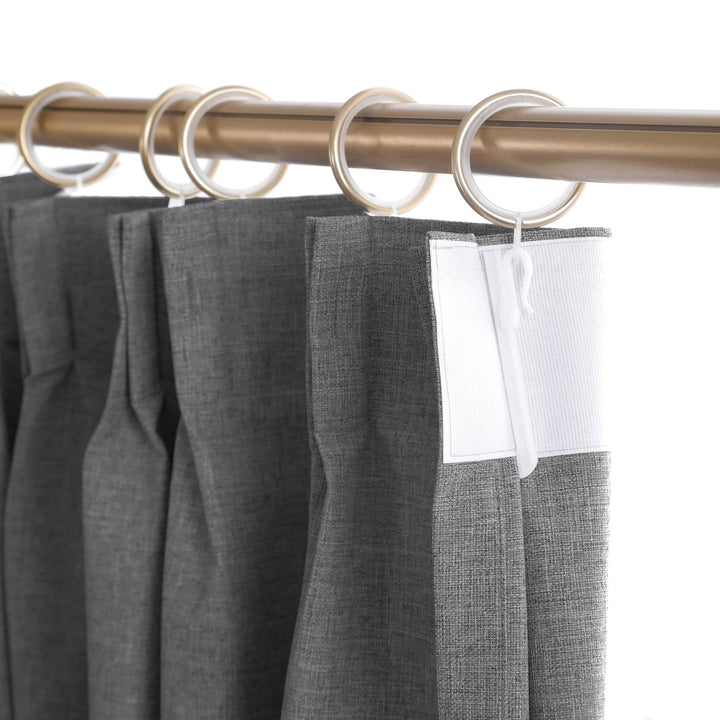 Linen Blended Pinch Pleated Curtains, 100% Blackout with Hooks, Custom Size & Color, Room Darkening Thermal Insulated Drapes for Bedroom, Living Room, 1 Panel