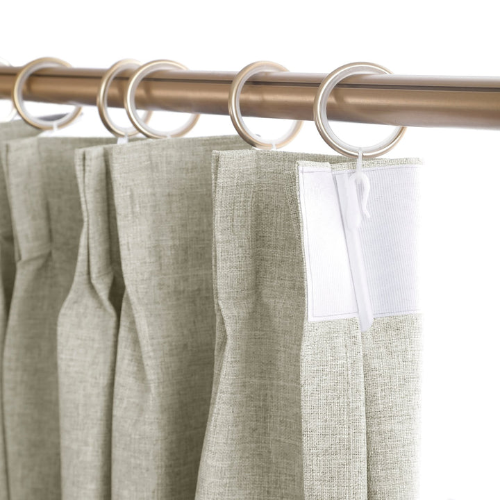 Linen Blended Pinch Pleated Curtains, 100% Blackout with Hooks, Custom Size & Color, Room Darkening Thermal Insulated Drapes for Bedroom, Living Room, 1 Panel