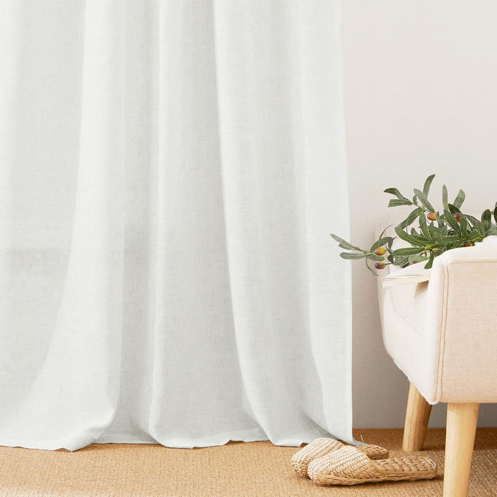 Linen Curtains Custom, Curtain with Hooks,1 Panel, Drapes Neutral Modern Farmhouse for Living Room Bedroom Office