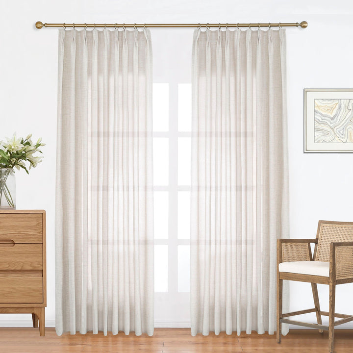 Linen Curtains Custom, Curtain with Hooks,1 Panel, Drapes Neutral Modern Farmhouse for Living Room Bedroom Office