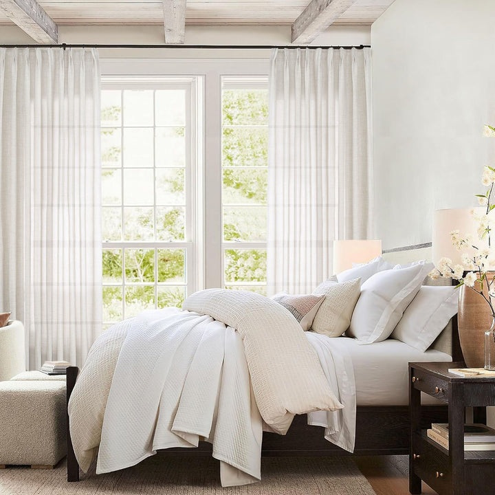 Linen Curtains Custom, Curtain with Hooks,1 Panel, Drapes Neutral Modern Farmhouse for Living Room Bedroom Office